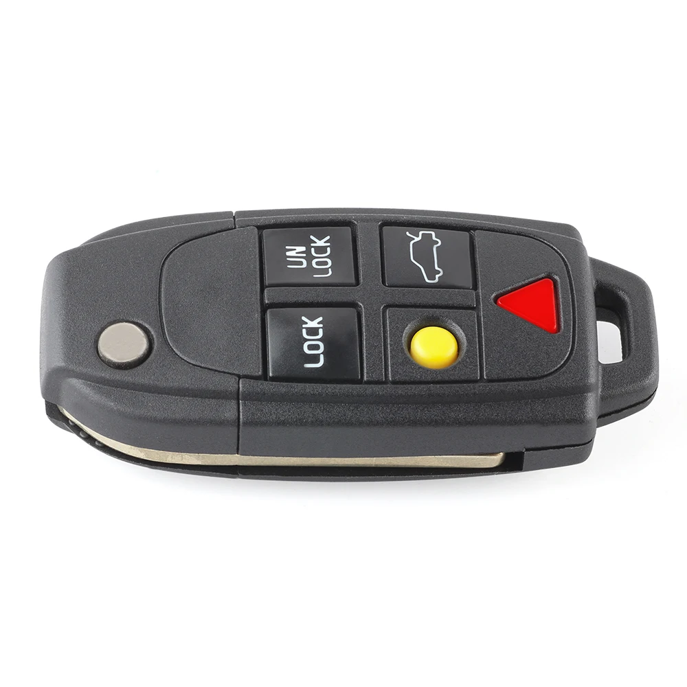 Flip Remote Key Fob Shell Case sostituzione 5 pulsanti per Volvo S4 S60 S80 V70 XC70 XC90 C30 V50 2003 2004 2005 2006 2007-2014