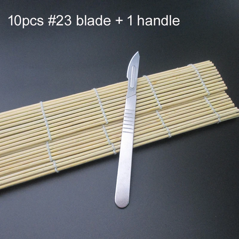 10Pcs 23# or 11# Carbon Steel Scalpel Surgical Blades For PCB Circuit Board and 1Pcs Stainless Steel Handle