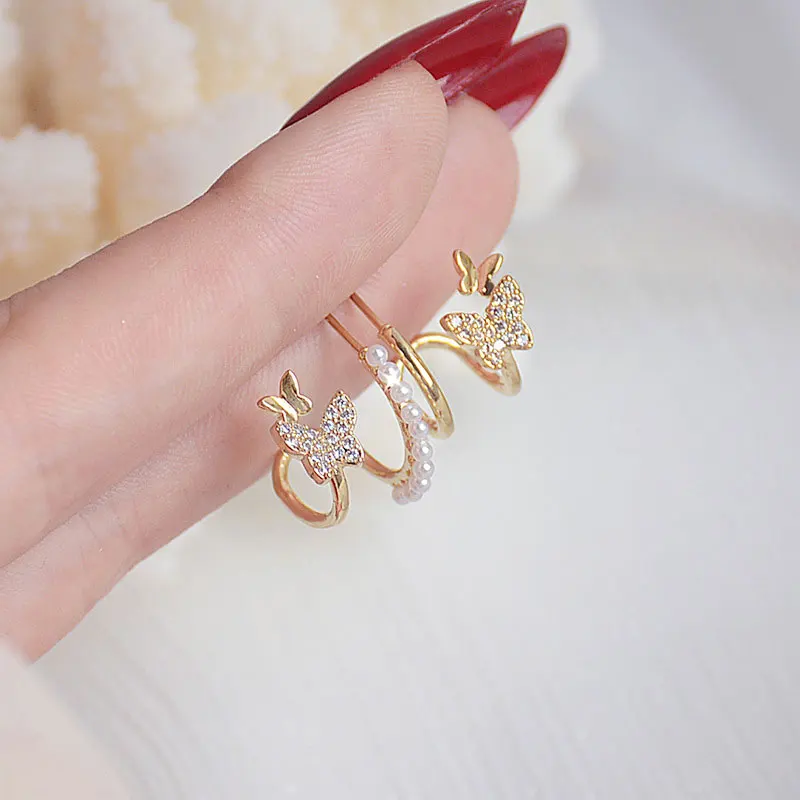 Korean Elegant Temperament Butterfly Minimalist Earrings Exquisite Luxury Cute For Women Romantic Charm Jewelry Accessories Gift