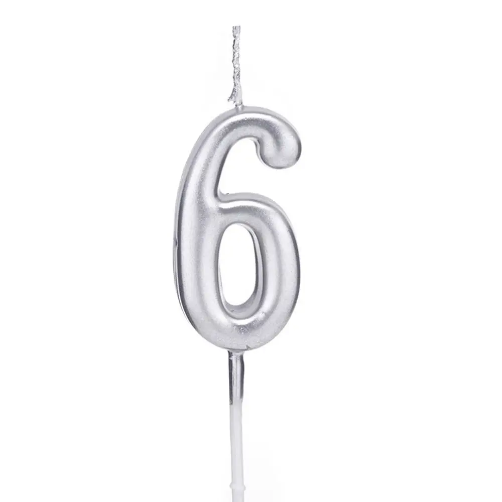 1 PC Sliver Ornaments Party Supplies Number Candles Happy Birthday Cake Topper Cupcake Decor