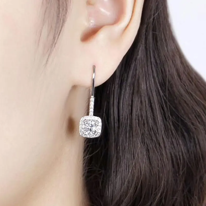 2021 New Dangle Drop Earrings Hook Geometric Big Shine Zicon Fashion Jewelry for Women Vintage Oorbellen Voor Gift Earring