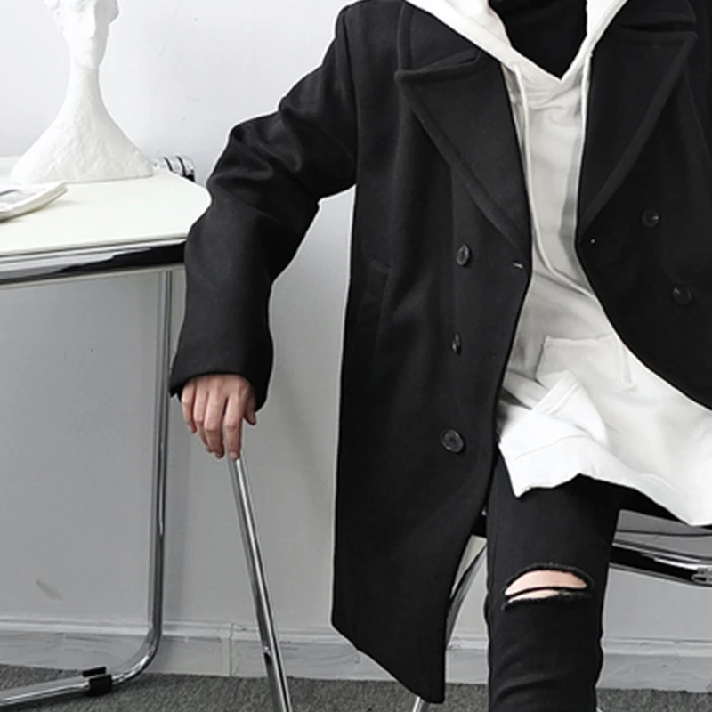 

New Autumn and Winter British Style Yuppie Shuai Han version of the material coat solid color men's coat in long