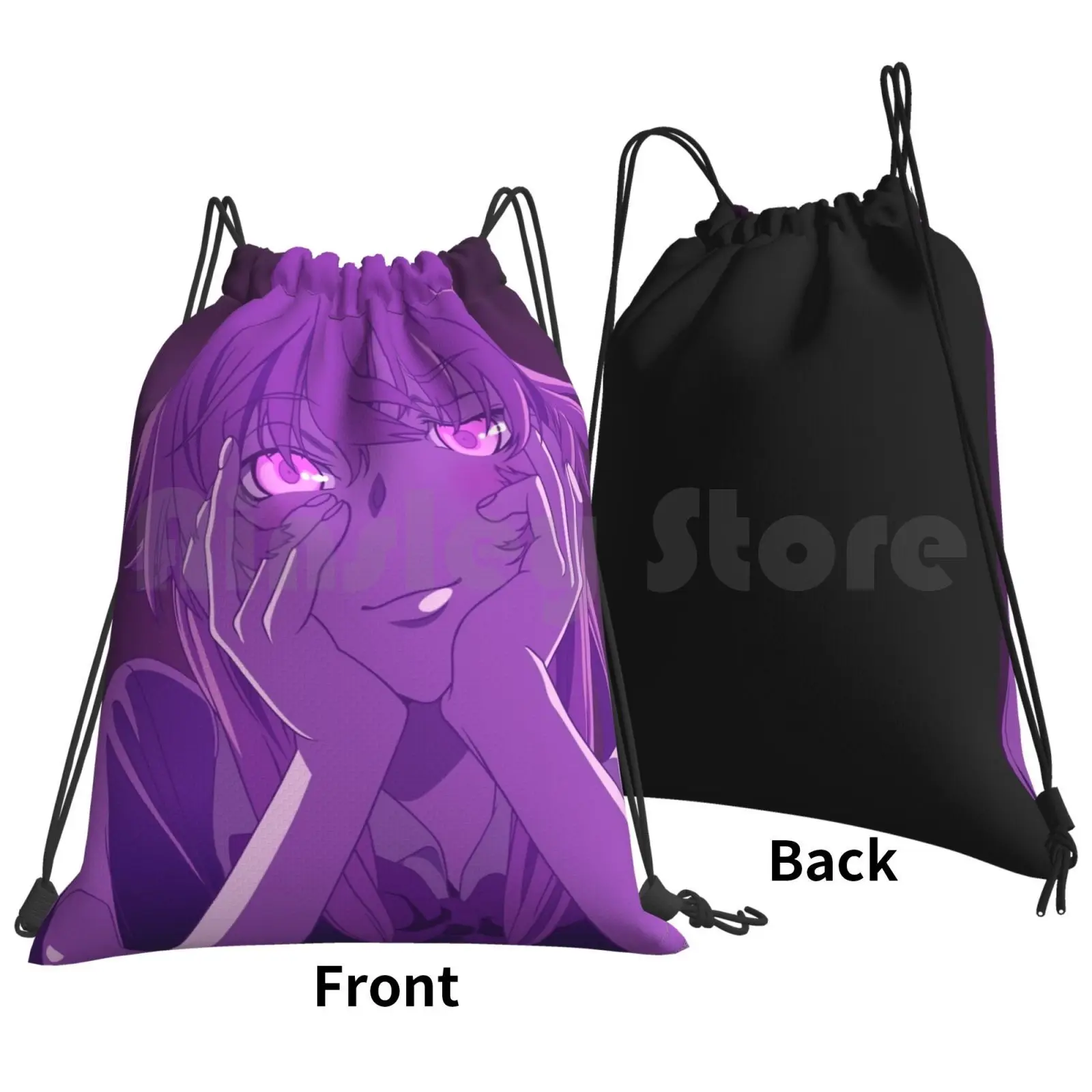 Yuno Gasai-Mirai Nikki Future Diary Backpack Drawstring Bags Gym Bag Waterproof Yuno Gasai Mirai Nikki Future Yandere