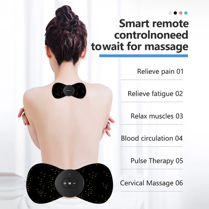 EMS Back Neck Massager Remote Control Rechargeable Therapy Electric Muscle Stimulator Portable Cervical Massager Reduce Pains