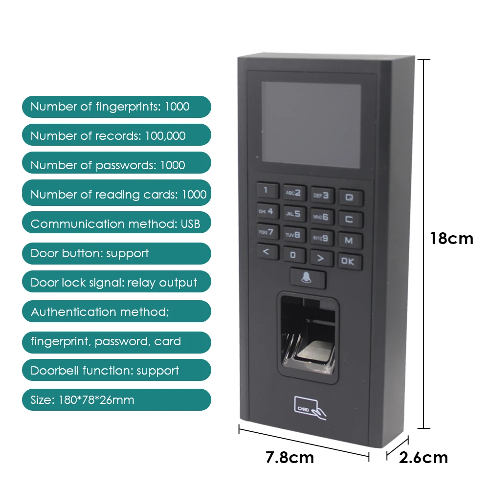 RFID Access Control125Khz 13.56Mhz  Biometric Fingerprint Keypad System Electronic USB Time Clock Recorder Attendance Machine