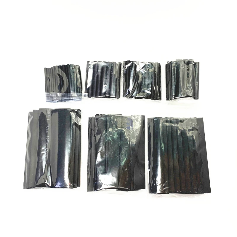 127Pcs Black Weatherproof Heat Shrink Sleeving Tubing Heat-resistant Tube Kit Electrical Connection Electrical Wire Wrap Cable