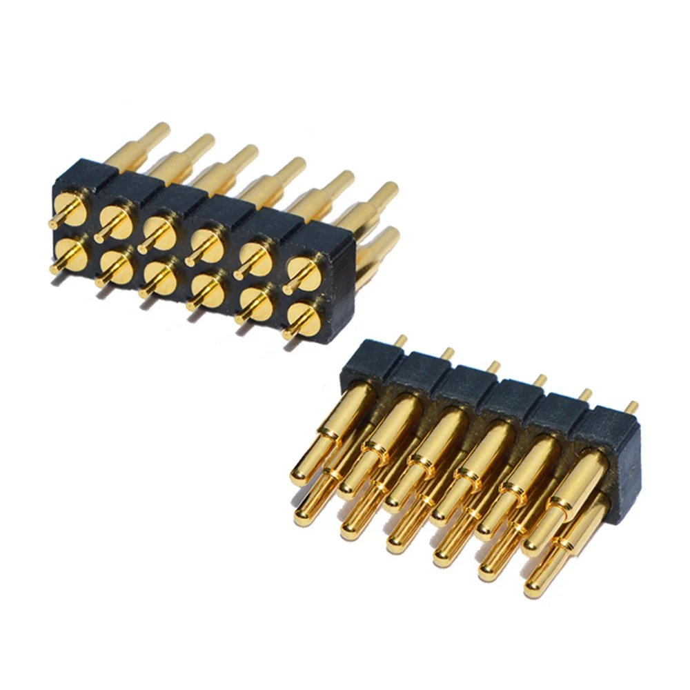 2 pcs Spring Loaded Pogo Pin Connector Plug 4 6 8 10 12 14 16 20 Pin Dual Row Surface Mount SMT DIP Height 7.0mm Pitch 2.54 mm