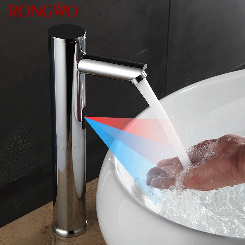 

RONGWO Sensor Faucet Deck Mount Smart Touch Hand Free Inductive Hot Cold Mixer Bathroom Sink Faucet Automatic Infrared Tap