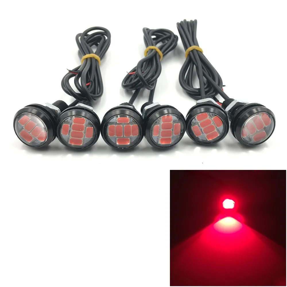 6PCS 12v 5730 6 SMD LED Eagle Eye Light Daytime Running Light Spotlight DRL LED Motorcycle Car lamp Red