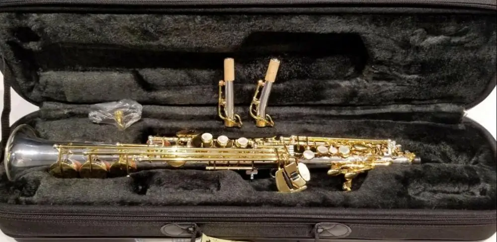 

Jupiter Soprano Saxophone JSS -1100SG (Nickel and gold) High G key with Two Neck Fast shipping