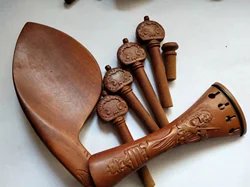 Violin Part Jujube Carved Tail Piece With Pegs Chin Rest All 4/4