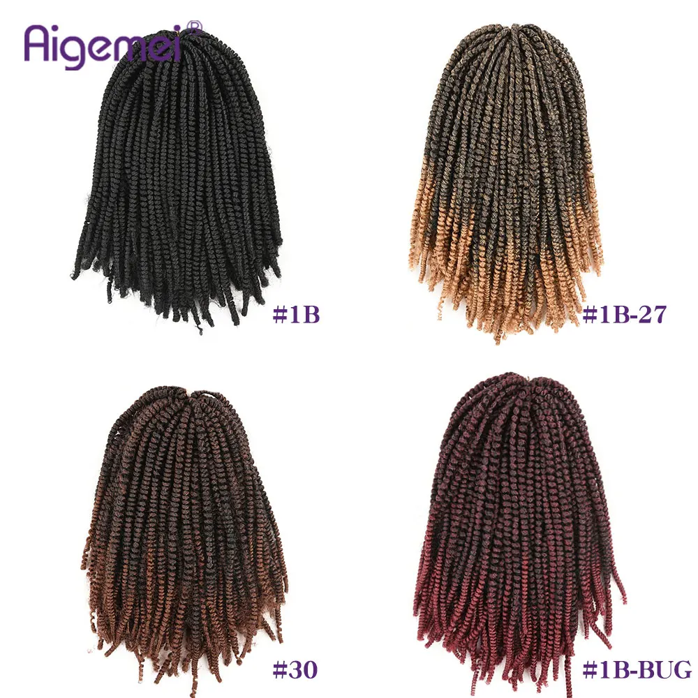 Aigemei Nubian Twist thin spring twist Crochet Hair Braids  Hair-Extensions Low Temperature Flame Retardant Synthetic Fiber