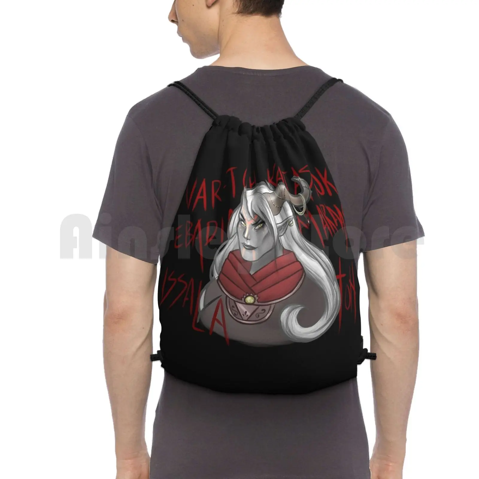 Fem Qunari Backpack Drawstring Bags Gym Bag Waterproof Dragon Age Da Inquisition Qunari Qun Hera Herah Aadar Videogames