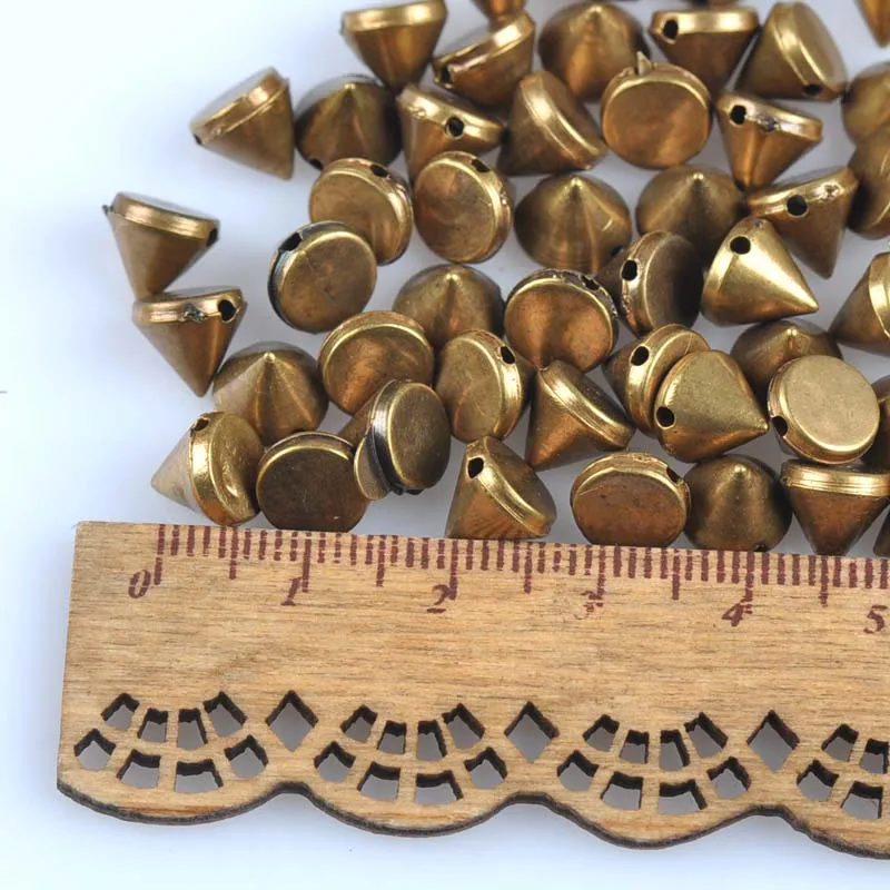 50Pcs/lot bronze/black Sew on Spike Rivet Studs Nail Punk Rock For Bags Dress Clothes DIY Bead Crafts Riveting Garment CP1895