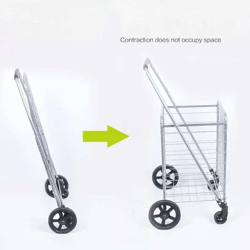 Foldable Pull Trolley, Can Load 45KG, Folding Grocery Shopping Cart For Street Stall Supermarket