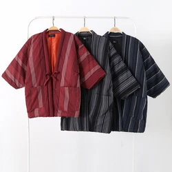 Japanese Traditional Kimono Hanten Women's Cotton Winter Coat Causal Loose Warm Home Wear Couple's Thick Jacket Men Overcoat