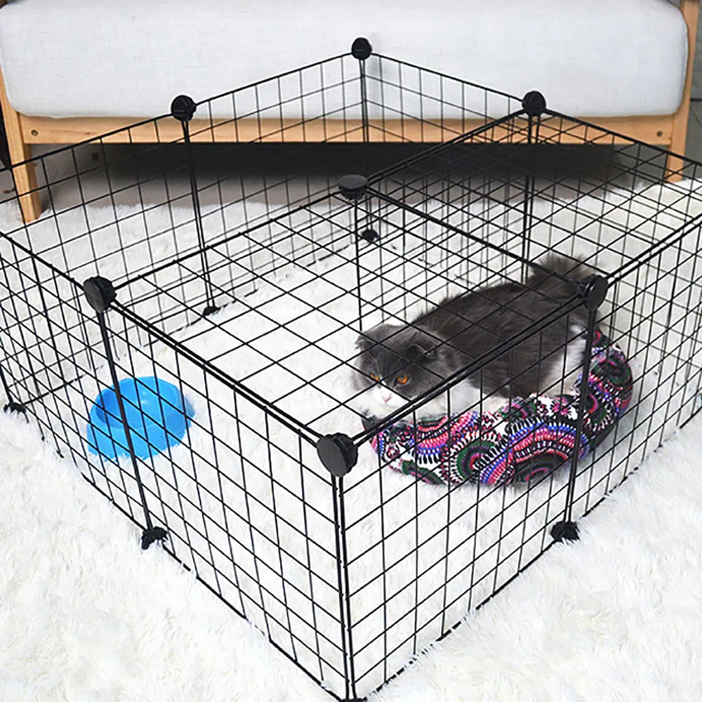 DIY Smalle Pets Cat House Indoor Iron Fence Playpen 35x35cm Sleeping Bed Exercise Living Room for Guinea Pig Rabbit Puppy Kennel