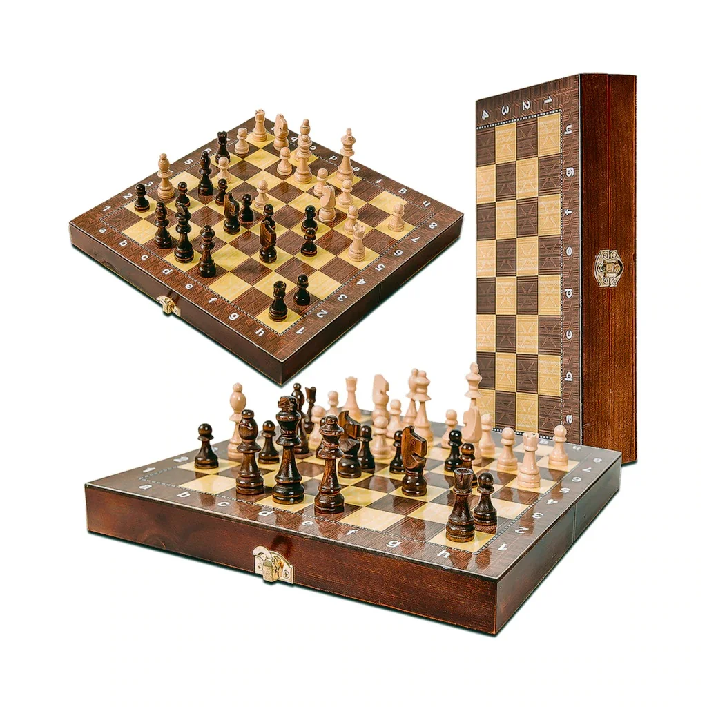 

Chess set foldable Luxury Wooden Checkers Medieval High Quality Chessboard Board Game Figure Sets