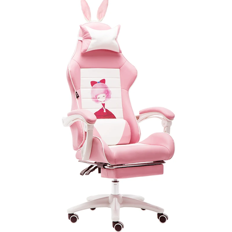Nieuwe Luxe Home Office Stoel E-Sport Stoel Game Rugleuning Concurrerende Racing Stoel Roze Wit Live Computer Stoel