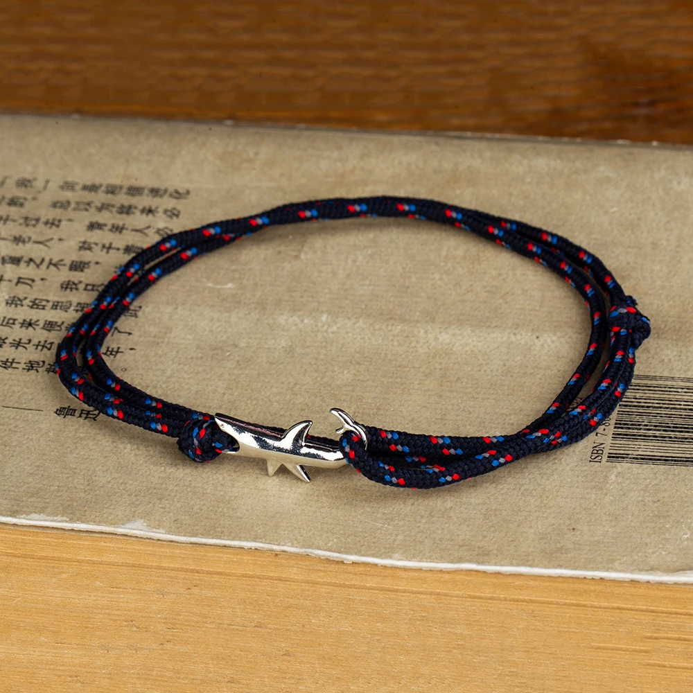MKENDN Navy style Adjustable Multilayer Rope Shark Anchor Bracelet Men Women 550 Paracord Camping Jewelry Wrap Metal Hooks