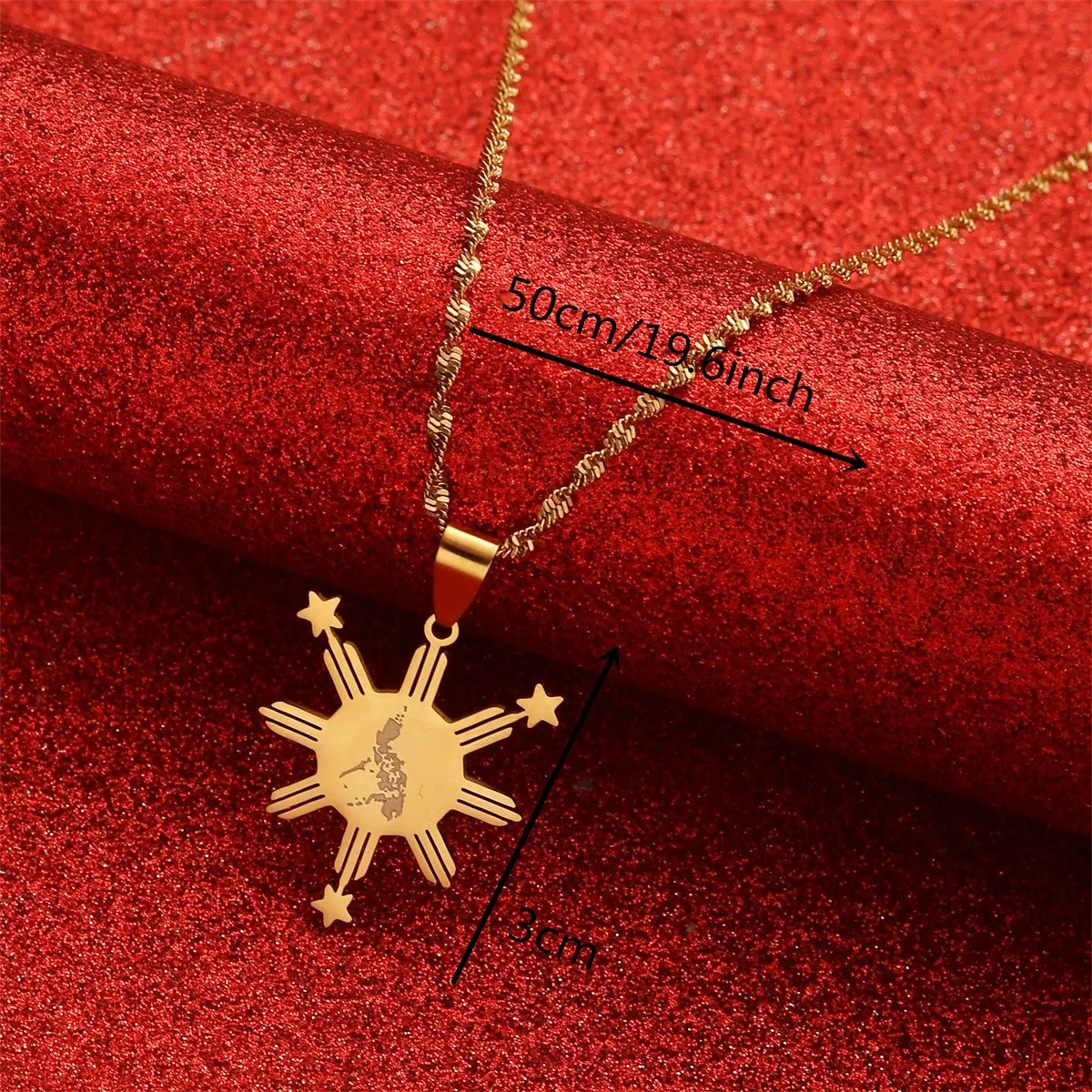 Gold Color Philippines Maps Flag Pendant & Necklaces For Women Men Country Pilipinas Jewelry Filipino Gifts