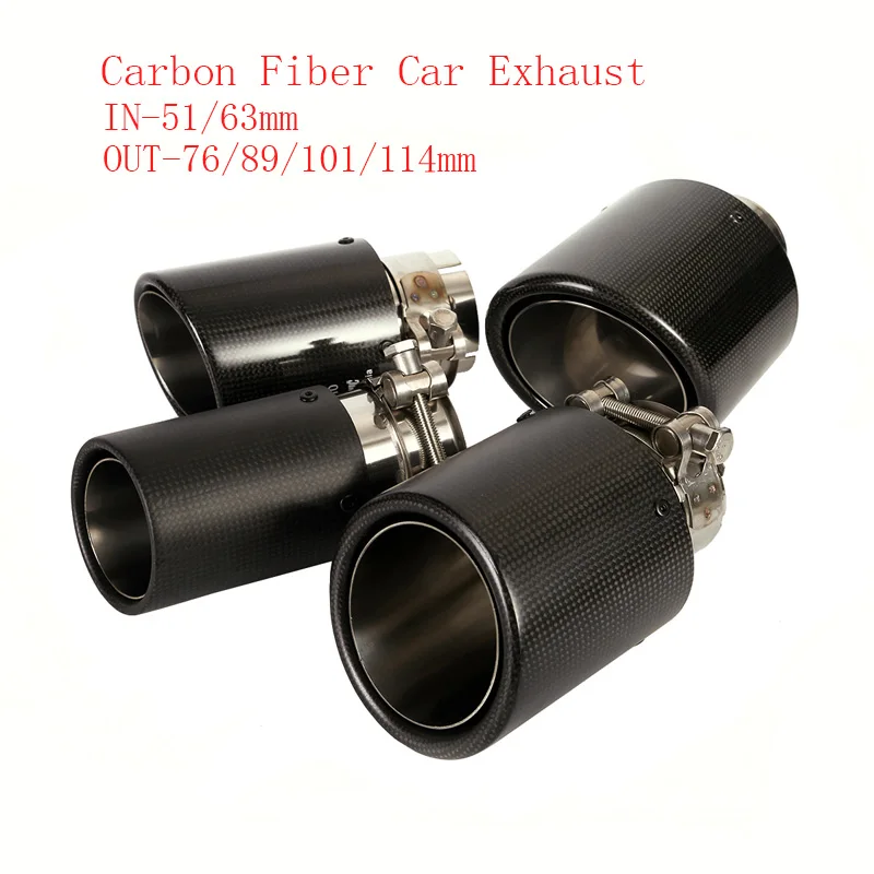 

Universal 51/63mm Inlet Car Exhaust Tip Carbon Fiber Muffler Tip Tail Pipe