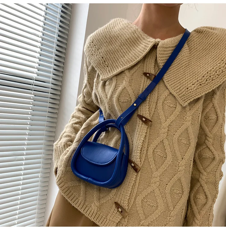 Super Mini Pu Leather Tote Fashion Blue Crossbody Shoulder Bags With Short Handle For Women 2021 Trends Luxury Fashion Handbags