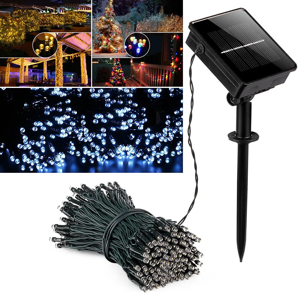 Sale Solar Power LED String Light 100 200 LED Light Sensor Control Waterproof House Garden Party Holiday Christmas Decoration 30