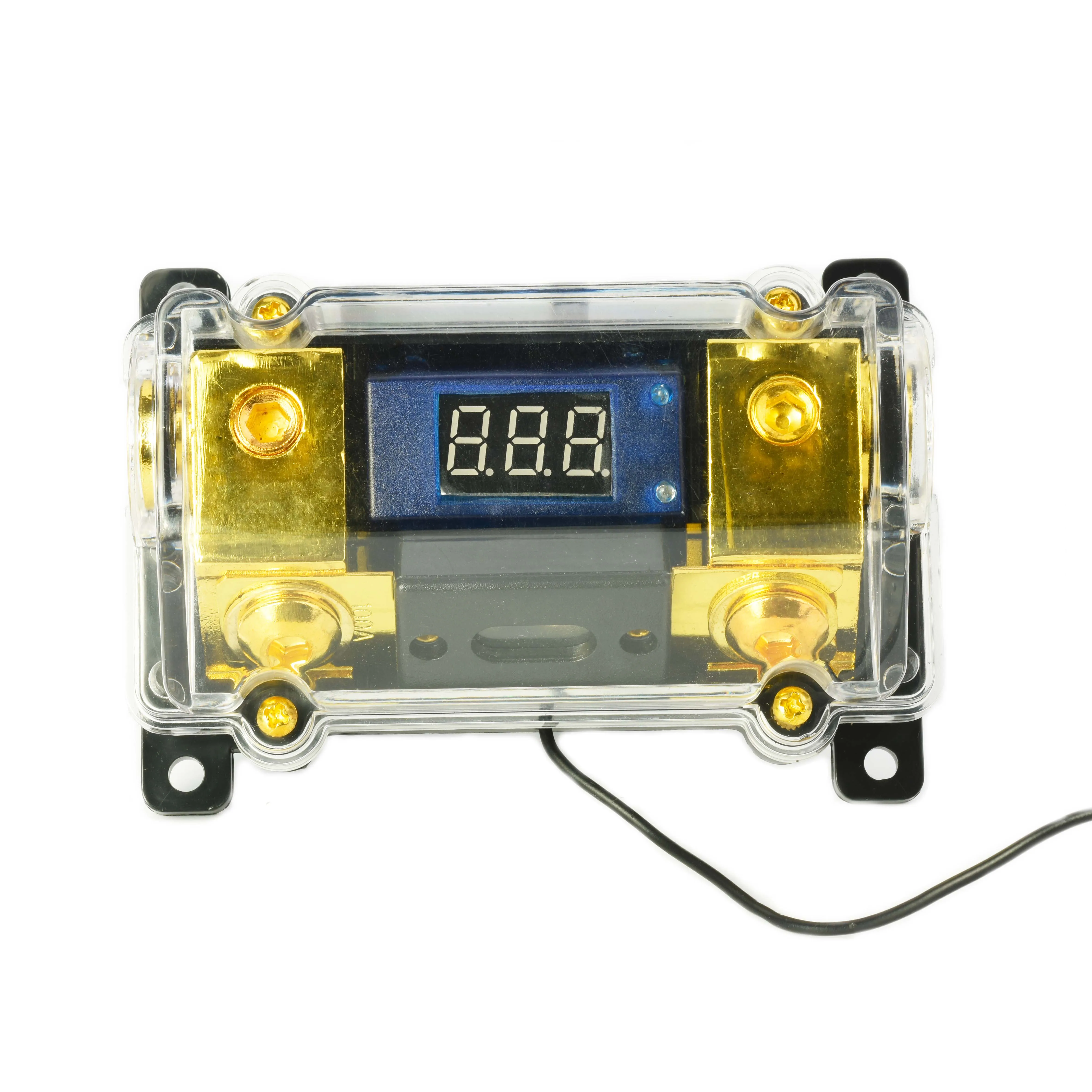 Car audio transparent fuse holder, insurance liner, fuse box with digital display, insurance one out of two