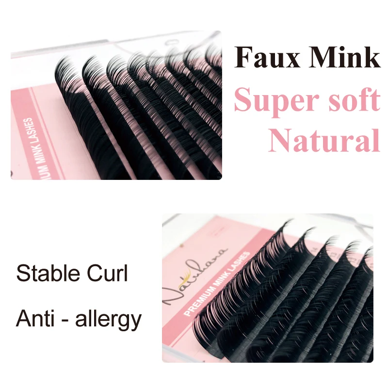 NATUHANA 5 Cases/Lot 16rows 8~25mm Mix Custom Mink Eyelash Extension Dlux Natural Soft False Mink Lashes Cilia Makeup Cilios