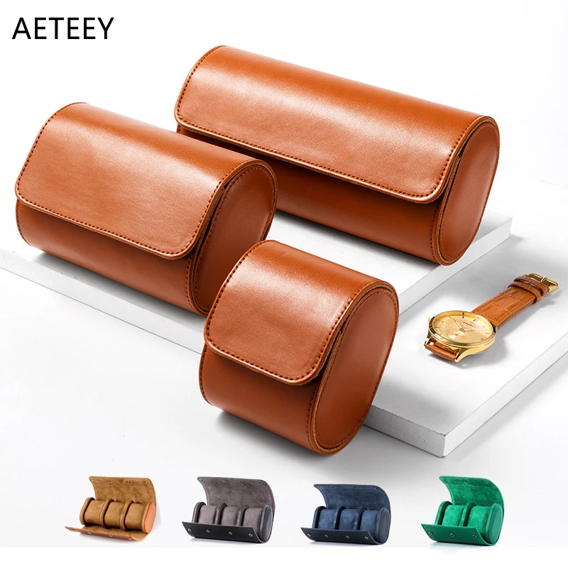 

Free Custom Logo Classic Travel Storage PU Leather Watch Case Prevents Scratching Oxidation Watch Box Case Watch Pouch Organizer