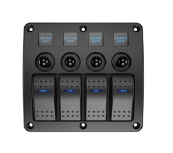 Universal 4 Gang LED Rocker Switch Panel Car Toggle Switch DC 12/24V For Car Boat Marine Yacht RV Camper Truck Trailer