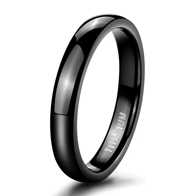 

Kolmnsta 2/4/6/8mm Simple Black Ring Man Women Titanium Wedding Band Engagement Rings Polished Cocktail Ring Anel Feminino size