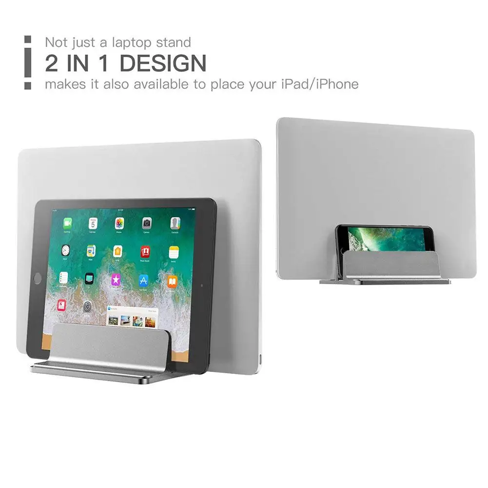 Вертикальная подставка для ноутбука Macbook Air Pro, настольная двойная настольная подставка-держатель с регулируемой док-станцией (до 17,3 дюйма)