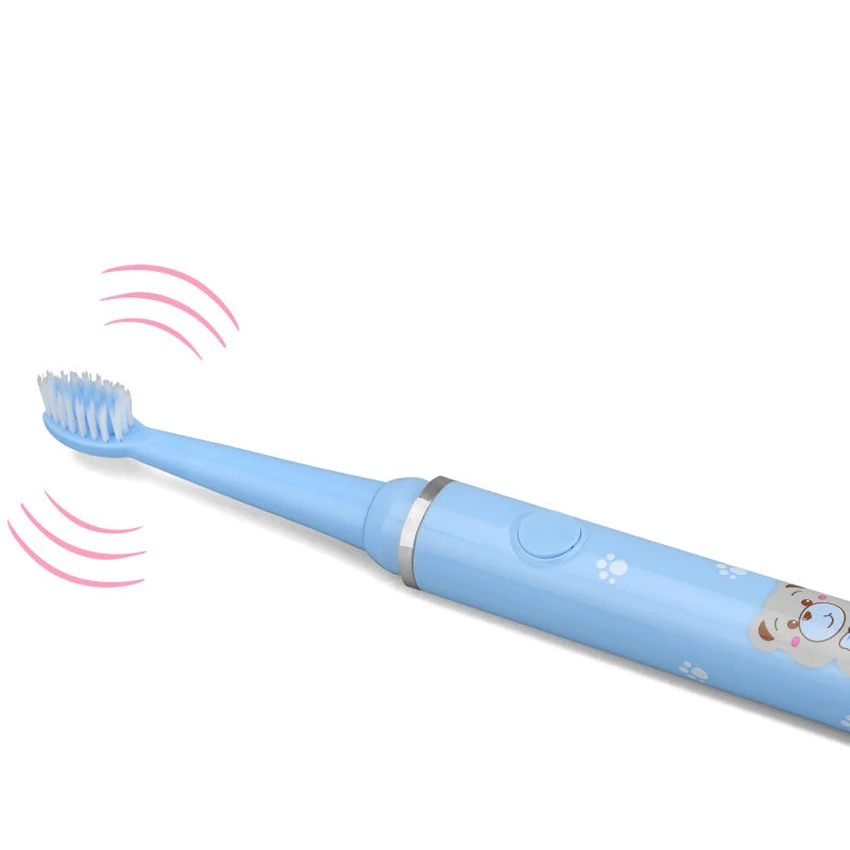 Rechargeable Electric Power Toothbrush for Kids, with 2 Replacement Brush Heads, 3 Modes, IPX7 Waterproof, Pink, Blue