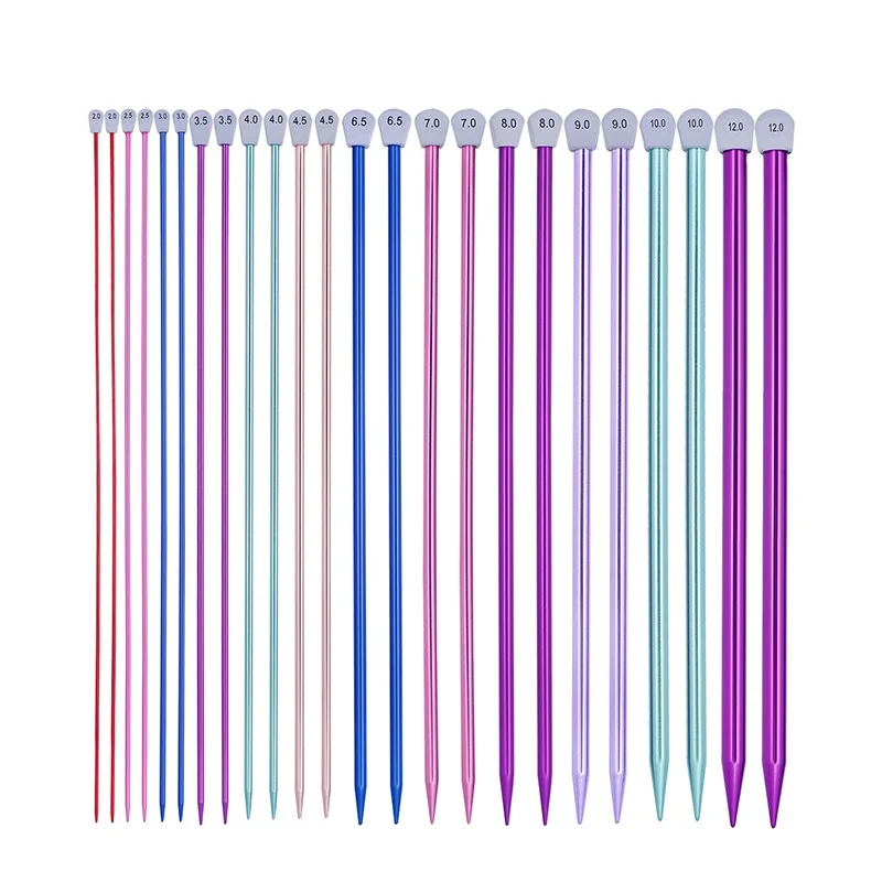 2Pcs/Set 35cm Single Pointed Knitting Needles Pins Straight Aluminum DIY Weaving Tool Long Sweater Scarf Needle 2.0-12mm