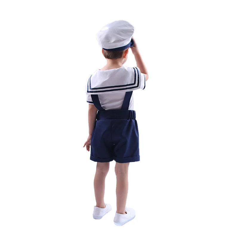 Nouveaux uniformes mignons de marin de la marine pour enfants, Costumes de Cosplay, Costumes de spectacle de carnaval d'halloween pour garçons et filles avec casquette