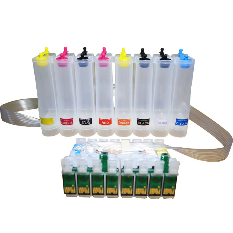 Wholesale 8Colors Continuous Ink Supply System For EPSON STYLUS PHOTO R1900 CISS Ink Tank With Chips For Epson Printer