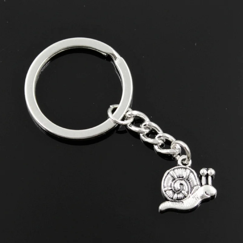 New Fashion Men 30mm Keychain DIY Metal Holder Chain Vintage Garden Snail 16x18mm Silver Color Pendant Gift