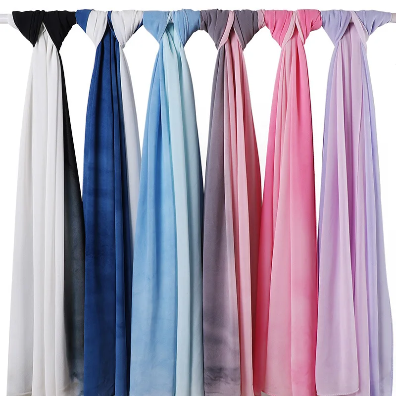 180*70CM Fashion Tie-Dye Printed Chiffon Hijab Scarf Women Muslim Scarves Popular Shawls Wrap Islamic Bandana Turban Headscarf