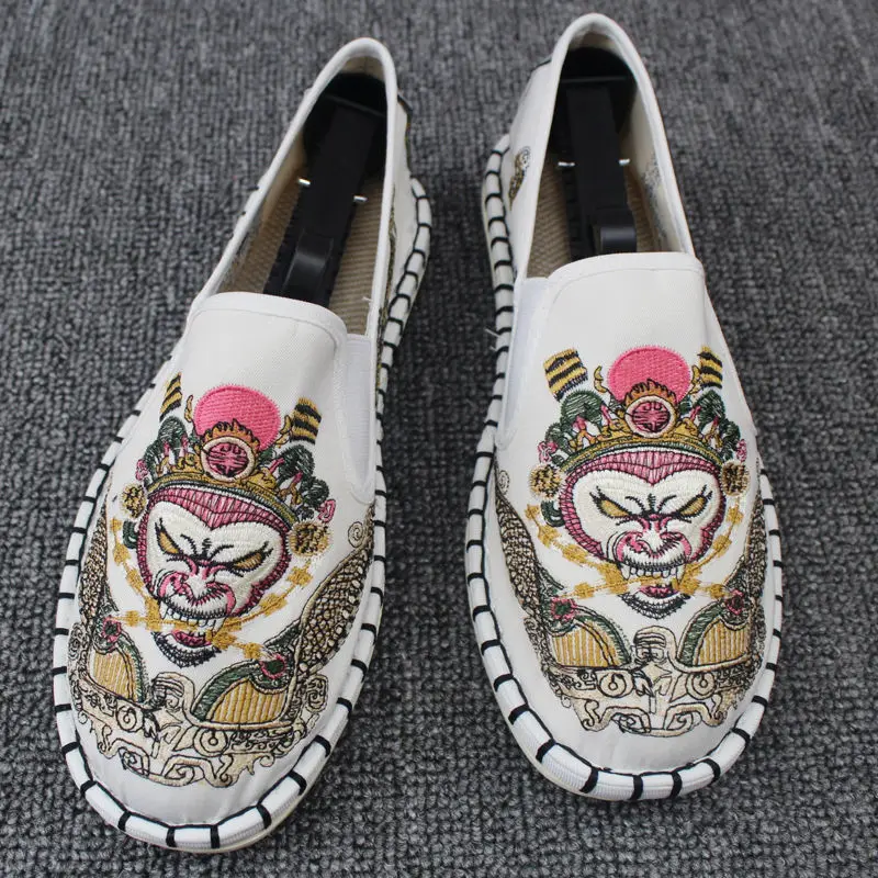 Spring and Autumn Men Casual Loafers Social Pedal Men Casual Shoes Printed Rubber Male Flat Casual Sneakers Loafers