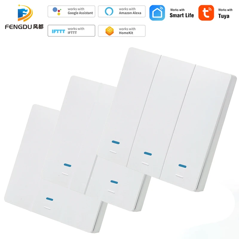 

Tuya WiFi Smart Switch Push Button EU Wall Light Switches Work with Google Assistant Alexa Compatible