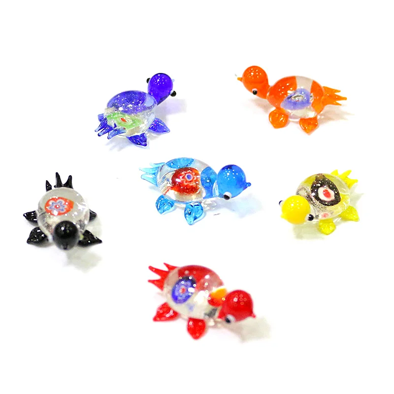 

1pc Mini Glass Turtle Figurine Cute Tiny Marine Animal Statue Home Tabletop Ornament Bonsai Aquarium Fish Tank Decor Accessories