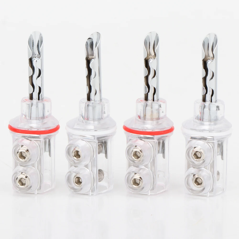 4 Stück Hochwertige 4mm Rhodium-Beschichtete BFA-Bananenstecker mit Transparenter Abdeckung für Lautsprecherkabel – Detail 4