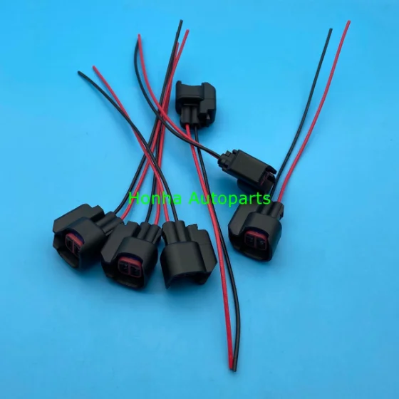 

200/300 pcs EV6 EV14 Fuel Injector Connector Wiring Plugs Clips Fuel Injectors USCAR Connector with 16AWG 20cm red/black wire