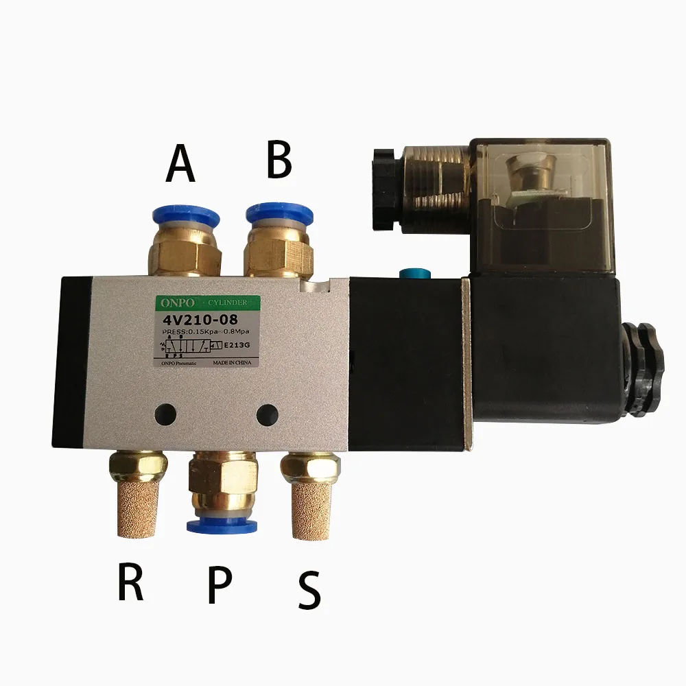 ONPO 4V210-08 Air Solenoid Valve 5 Way Port 2 Position Gas Pneumatic  Valve DC12V DC24V AC220V port 1/4 Solenoid Valve