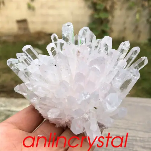 Natural clear cluster quartz crystal cluster mineral specimen display + some Reiki home decoration