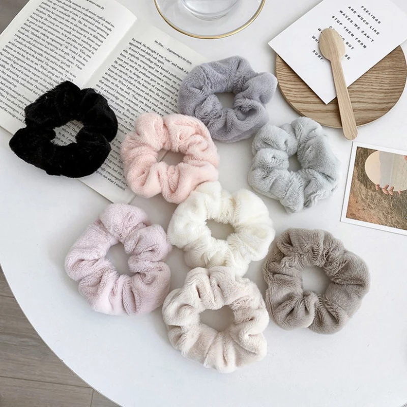 

New Winter Soft Hair Scrunchies Furry Elastic Hair Band Women Girls Ponytail Holder Hair Rubber Band Hair Ties Hair Accessories