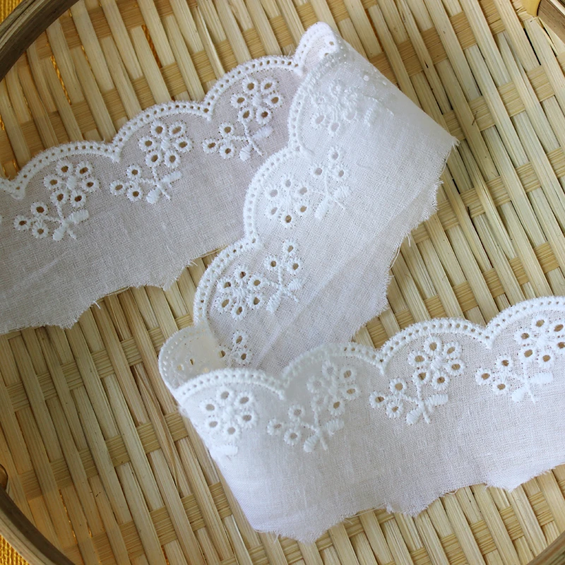 White Cotton Lace Trims for Costume Dress, Trimmings Ribbon, Applique Strip, DIY Sewing Lace Fabric, 5 Yards, 4cm Width