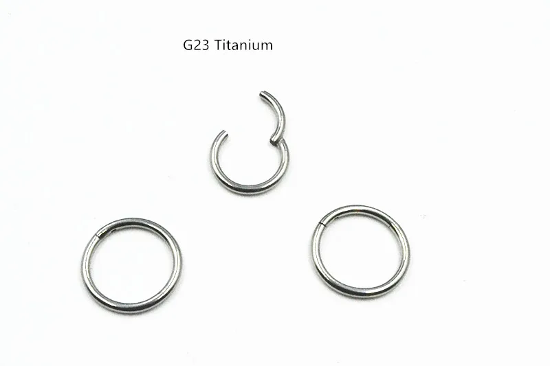 

10pcs/lot Free Shipping G23 Titanium Seamless Hinged Segment Ring Clicker Cartilage Nose/Lip Hoop Septum 16gx8/10mm